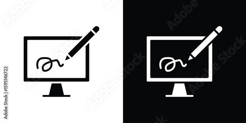 Electronic signature icon vector, solid illustration, pictogram set.