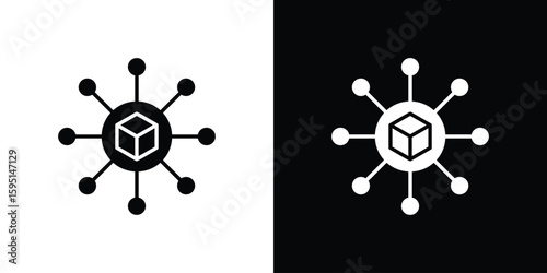 Decentralized icon vector, solid illustration, pictogram set.