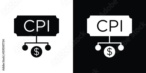 Consumer prices index icon vector, solid illustration, pictogram set.