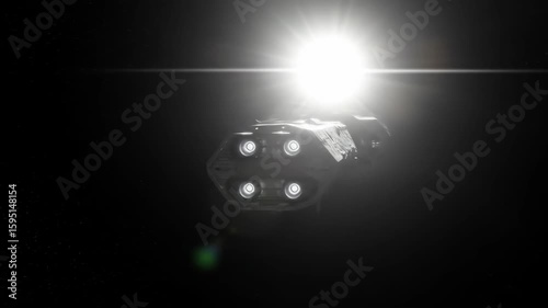 Majestic Spaceship Soars Through Starry Void