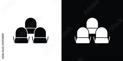 Cinema seat icon vector, solid illustration, pictogram set.