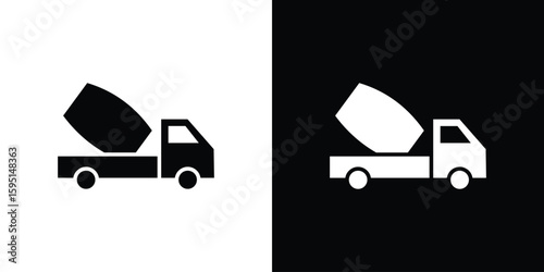 Cement truck icon vector, solid illustration, pictogram set.