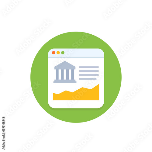 bank metrics icon, flat vector design