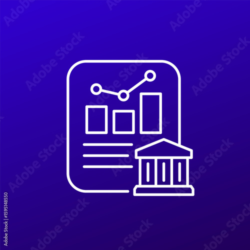 bank metrics line icon with financial report