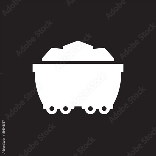 cargo wagon icon with coal, vector