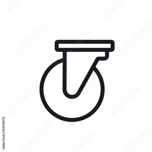 caster wheel icon, line pictogram on white
