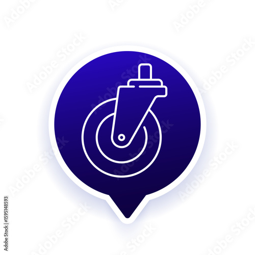 caster wheel icon, line design