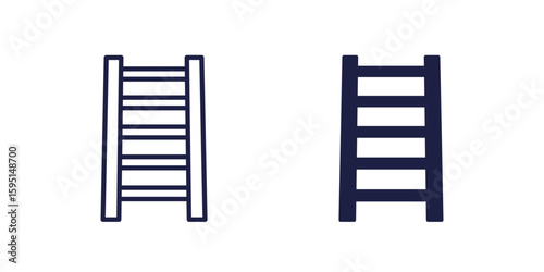 ladder icon on white, line and solid design
