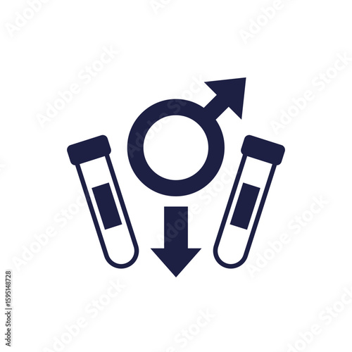 Low testosterone icon with test tubes