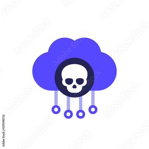 malware in cloud icon, flat design