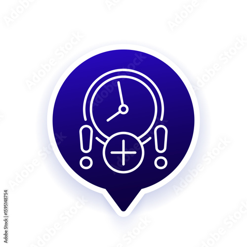 overtime icon, long working hours, line design