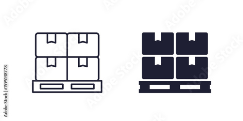 pallet icons, line and solid design