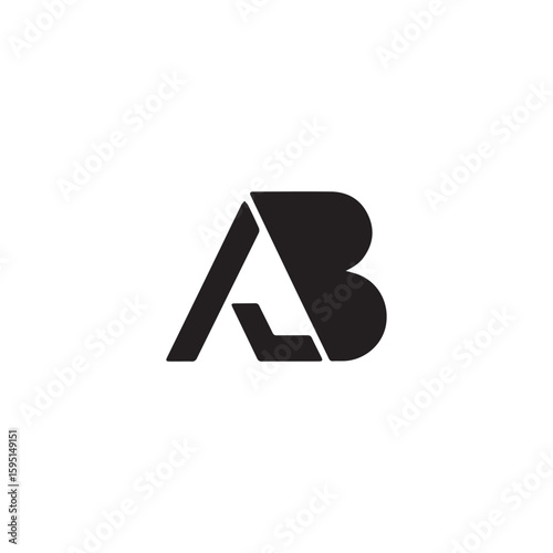 A creative minimalist " AB" letter logo design with black and white color.