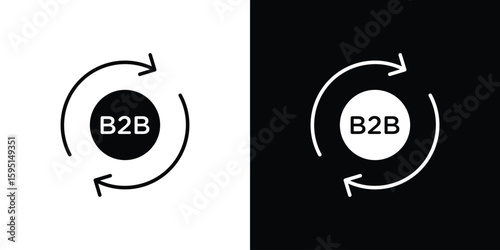 B2B icon vector, solid illustration, pictogram set.