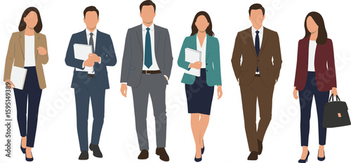 Group of business professionals, walking team, corporate attire, formal clothing, office workers, business people, teamwork, leadership, workplace diversity, success