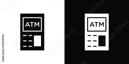 ATM machine icon vector, solid illustration, pictogram set.
