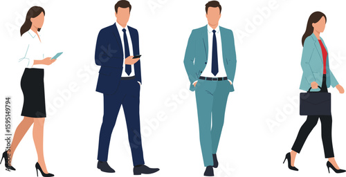 PrintBusiness professionals walking, corporate attire, formal wear, office people, business team, urban professionals, teamwork concept, modern workplace, city life