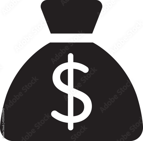 Money bag flat icon. Dollar sterling, American economy, Wealth and currency Symbol. Perfect for saving, banking fintech service financial infographic cash tracking tool, economic visual presentation.