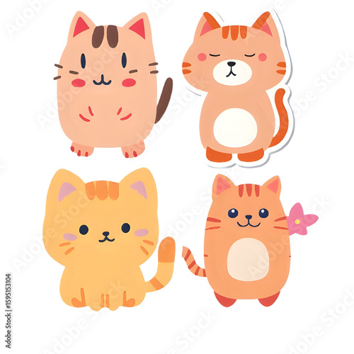 set of funny cartoon cats