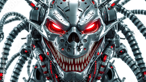 Robotic terrifying skull techno-creature machine monster
