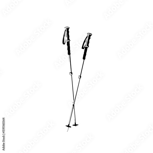 vector silhouette of trekking pole