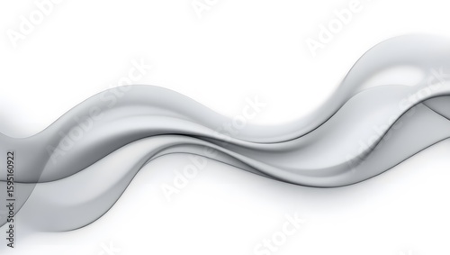 Abstract grayscale flowing wave design smooth elegant curves on white background