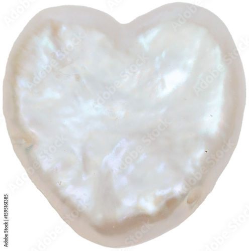 Heart Shaped Freshwater Pearl with Iridescent Luster – Isolated PNG


