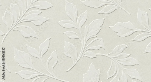 Elegant Beige Background with Embossed Leaf Pattern