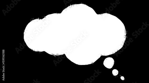 Animation of Thinking cartoon cloud bubble sketch doodle. Hand-Drawn Idea Speech Bubble On Black Background. Cartoon sketch doodle scribble speech bubble. Low frame rate effect. Seamless loop.
