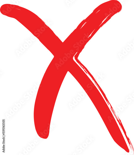 Red X Mark Bold Brush Stroke Graphic Design Element Wrong Incorrect Cancel Stop vector