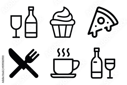 Comprehensive Collection of Food and Beverage Icons for Design Projects
