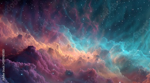 Colorful nebulae and stars in deep space