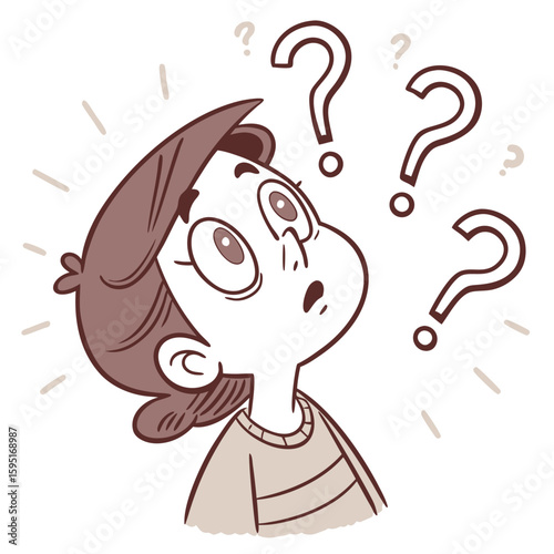 Brainstorming Dilemma: A child's expression of curiosity and puzzlement is vividly captured as he grapples with challenging questions, fostering an atmosphere of inquiry and contemplation.