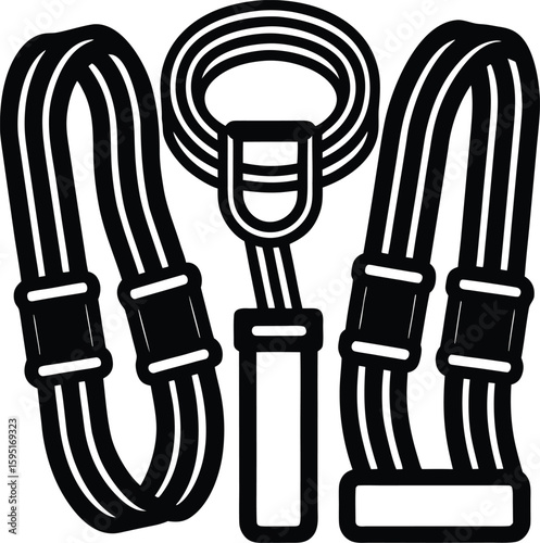 Leash for Pet: A detailed illustration of a black leash designed for pets, with clear lines and shapes, representing a simple and functional accessory for pet owners.