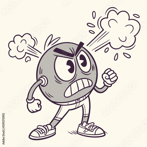 Irked Emoji Illustration: An artistic illustration of an irate emoji, expressing anger and frustration with expressive cartoonish design.