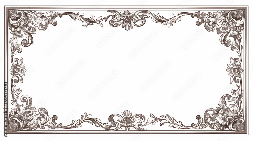 Fototapeta premium Floating Ornate Frame: Baroque Gold Hollow Center for Luxury Wall Art Mockup