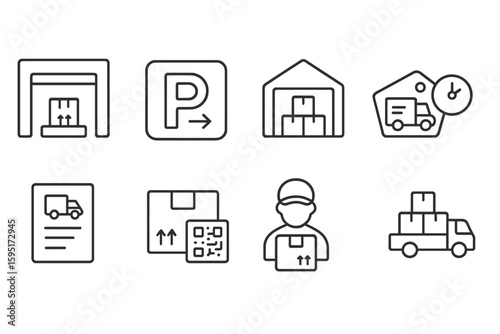 Logistics, warehouse line icon set. delivery, shipping, parcel tracking icons collection