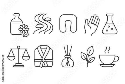 Spa, wellness line icon set. relaxation, aromatherapy, balance line icons collection