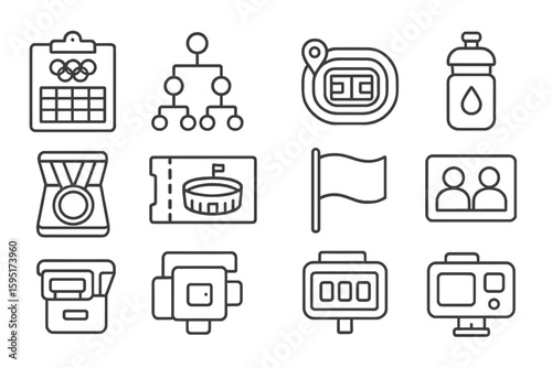 Sports, olympic line icon set. athletes, events outline collection for graphics