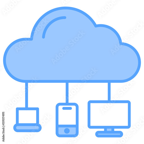 Cloud Computing Blue Icon