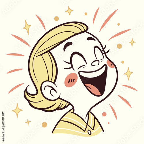 Colorful cartoon vector portrait illustration of a smiling girl's head with headphones