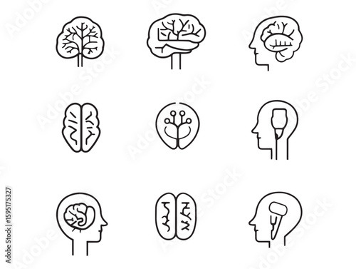 minimalist neurologist line art vector icon for brain science concept