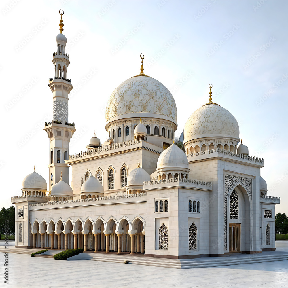 Fototapeta premium 3D luxury mosque isolated on transparent background 