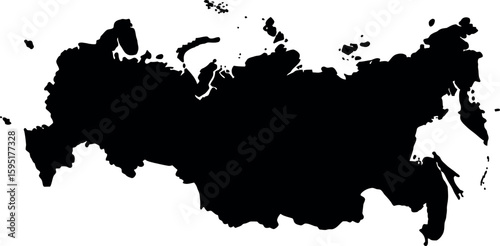 Black grunge map of russia silhouette