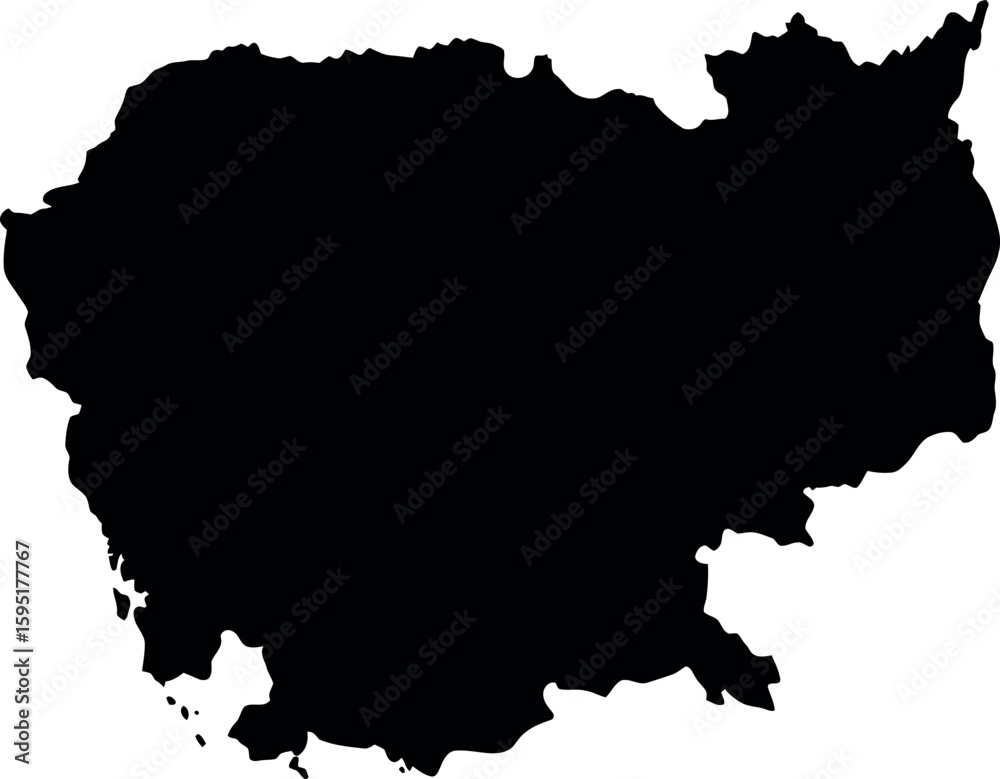 Fototapeta premium Cambodia map silhouette country outline vector