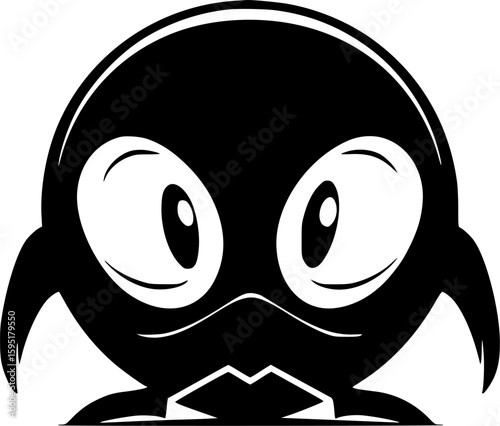 Alien - Black and White Isolated Icon - Vector illustration