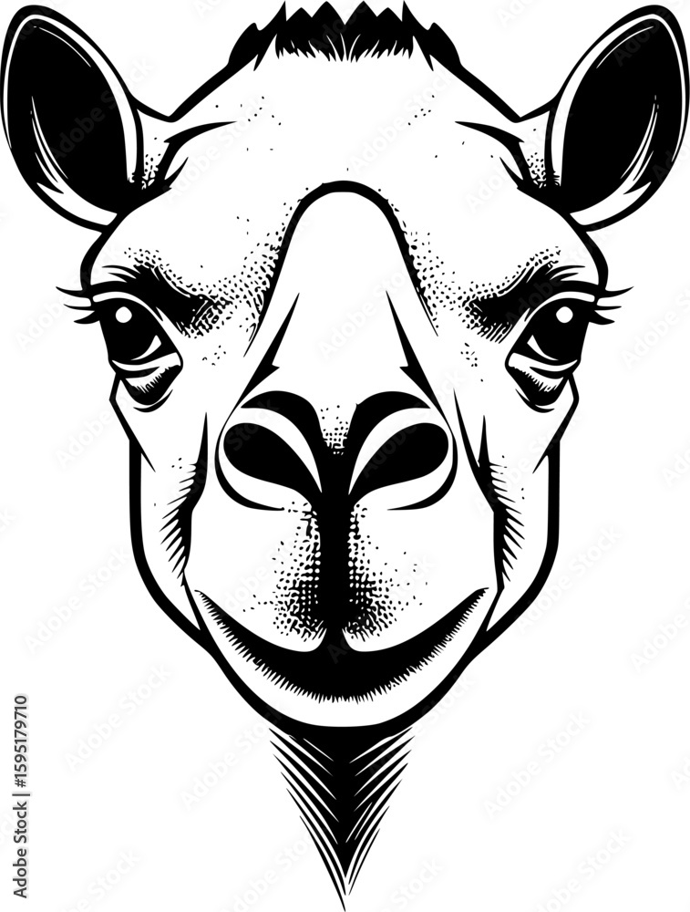 Obraz premium Camel | Black and White Vector illustration