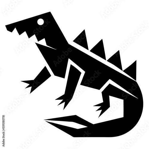 vector illustration of a black and white crocodile