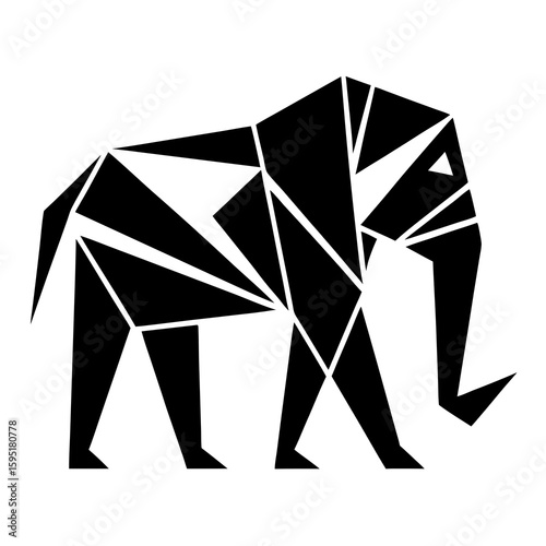 black and white geometric elephant shapes