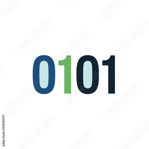 The image shows the numbers 0101 in blue green and black on white.